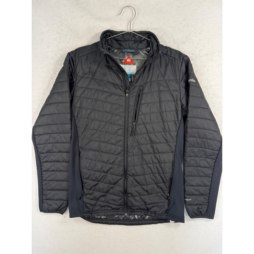 Columbia Omni-Heat Puffer Jacket Mens Small Black Hybrid Insulated Full Zip